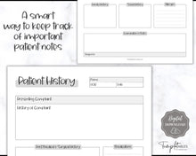 Load image into Gallery viewer, Patient History Sheet for Nursing School | Medical History Printable Report Sheet for Medical Students | Mono Sky
