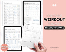 Load image into Gallery viewer, Workout Tracker BUNDLE | Fitness, Exercise &amp; Weight loss Planner | Mono
