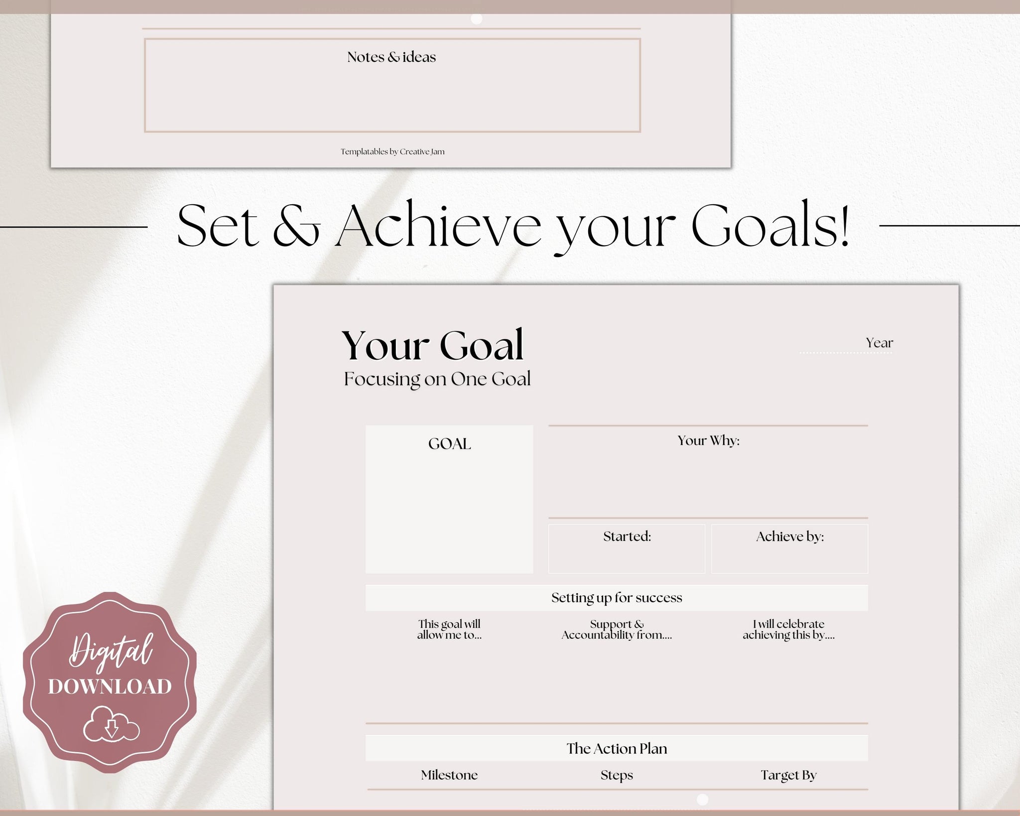 2023 Goal Planner BUNDLE | SMART Goal Setting Kit, Vision Board | Lux