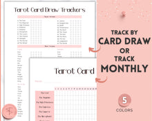 Load image into Gallery viewer, Tarot Card Trackers &amp; Monthly Readings | Learn Tarot Card Readings, Tarot Spreads | Beginner Tarot Planner Workbook, Grimoire &amp; Cheat Sheets | Pink
