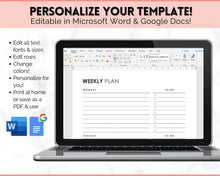 Load image into Gallery viewer, EDITABLE Weekly Planner 2 Page Templates | 2023 Weekly Schedule, To Do List Printable &amp; Habit Tracker templates | Mono
