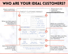 Load image into Gallery viewer, Target Audience Customer Market Template | Customer Avatar Market Research Worksheet, Ideal Client Buyer Persona Profile | Mono
