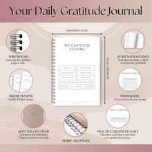 Load image into Gallery viewer, Gratitude &amp; Mindfulness Journal | Gratitude Template, Self Care Planner, Positivity Diary, Daily Journal, Gratitude Jar, Wellness, Manifestation Journal | A5 Mono
