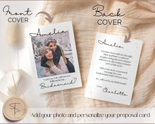 Load image into Gallery viewer, Bridesmaid Proposal Card EDITABLE Template | Add your PHOTO to your Bridesmaid Invite, Bridal Maid of Honor Template | Style 2
