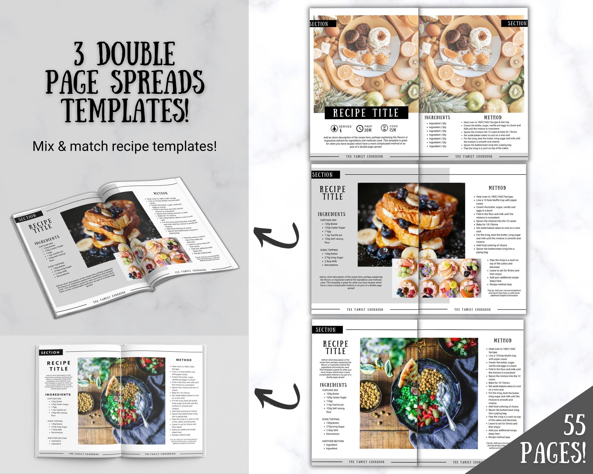 Cookbook Magazine Layout Design and Recipe Book Template