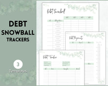 Load image into Gallery viewer, DEBT TRACKER, Debt Snowball, Debt Payoff Tracker Printable | Dave Ramsey Debt Free Tracker | Green Eucalyptus
