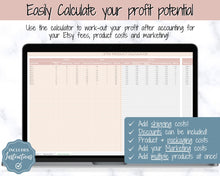 Load image into Gallery viewer, Etsy Fee and Profit Calculator | Pricing Spreadsheet for Small Business &amp; Etsy Sellers | Brown
