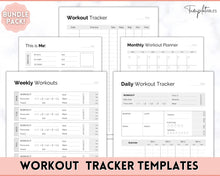 Load image into Gallery viewer, Workout Tracker BUNDLE | Fitness, Exercise &amp; Weight loss Planner | Mono
