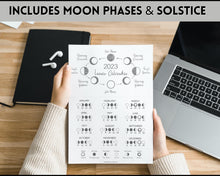 Load image into Gallery viewer, 2023 Lunar Calendar Printable - Moon Phases Astrology Calendar Wall Art | Script
