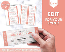 Load image into Gallery viewer, EDITABLE Event Ticket Gift Template | DIY Templates for Concerts, Theatre Shows, Surprise Gifts &amp; Special Occassions | Pink
