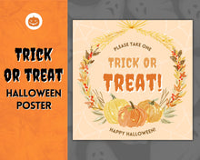 Load image into Gallery viewer, Halloween Trick or Treat sign | &#39;Please Take One&#39; Printable Candy Treat Poster | Square
