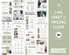 Load image into Gallery viewer, 35 Editable Line Sheet Templates | Canva Wholesale Product Catalog, Pricing &amp; Services Guide &amp; Price List Template, Linesheet Catalogue | Green
