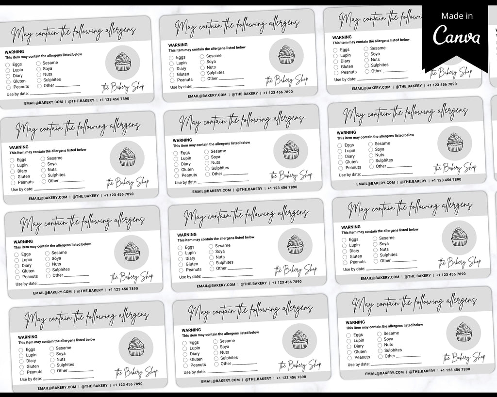 EDITABLE Allergy Label Food Warning Template | Rectangle