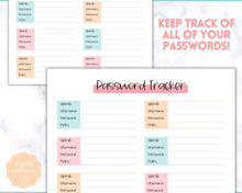 Load image into Gallery viewer, Password Tracker BUNDLE | 3 Printable Password Log &amp; Organizers, Password Keeper, Password Manager | Colorful Sky
