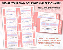 Load image into Gallery viewer, Naughty Sex Coupons for Valentines | Sexy Couples Coupon Book for Him &amp; Her | Personalized Kinky Valentines, Birthday, Anniversary Gifts | Pink
