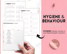 Load image into Gallery viewer, ADHD Symptom Tracker, Behavior &amp; Hygiene Tracker BUNDLE | Pink
