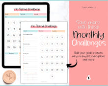 Load image into Gallery viewer, No Spend Challenge BUNDLE | Printable 30 day, 60 day, 90 day Savings Challenge &amp; Monthly Spending Tracker | Colorful Sky
