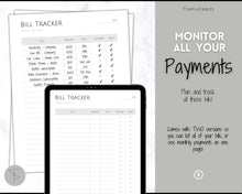 Load image into Gallery viewer, Bill Payment Tracker Printable | Monthly Bill Organizer, Checklist &amp; Calendar | Mono
