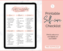 Load image into Gallery viewer, FREE - Self Care Checklist, Self-Care Planner &amp; Selfcare Journal Tracker | Wellness Planner, Daily Wellbeing, Mindfulness, Mental Health Kit | WC Scrawl Pink
