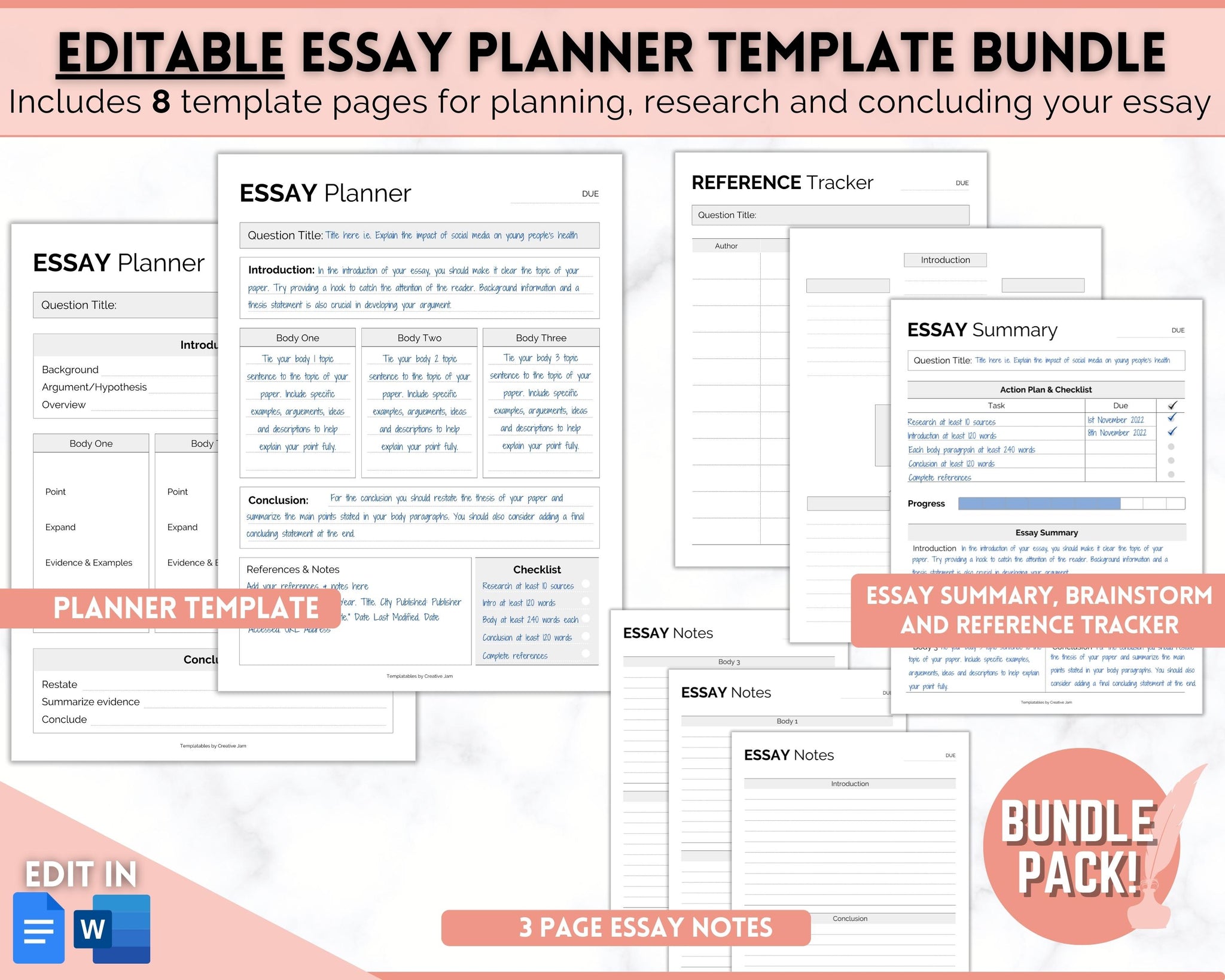 EDITABLE Essay Planner Bundle For Students College Writing Template editable-essay-planner-bundle-for-students-college-writing-template