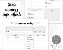 Load image into Gallery viewer, Nanny Schedule, Notes &amp; Report Template for Baby | Babysitter Info Hiring Guide, Nanny Checklist &amp; Planner, Baby Daily Log | Mono Swash
