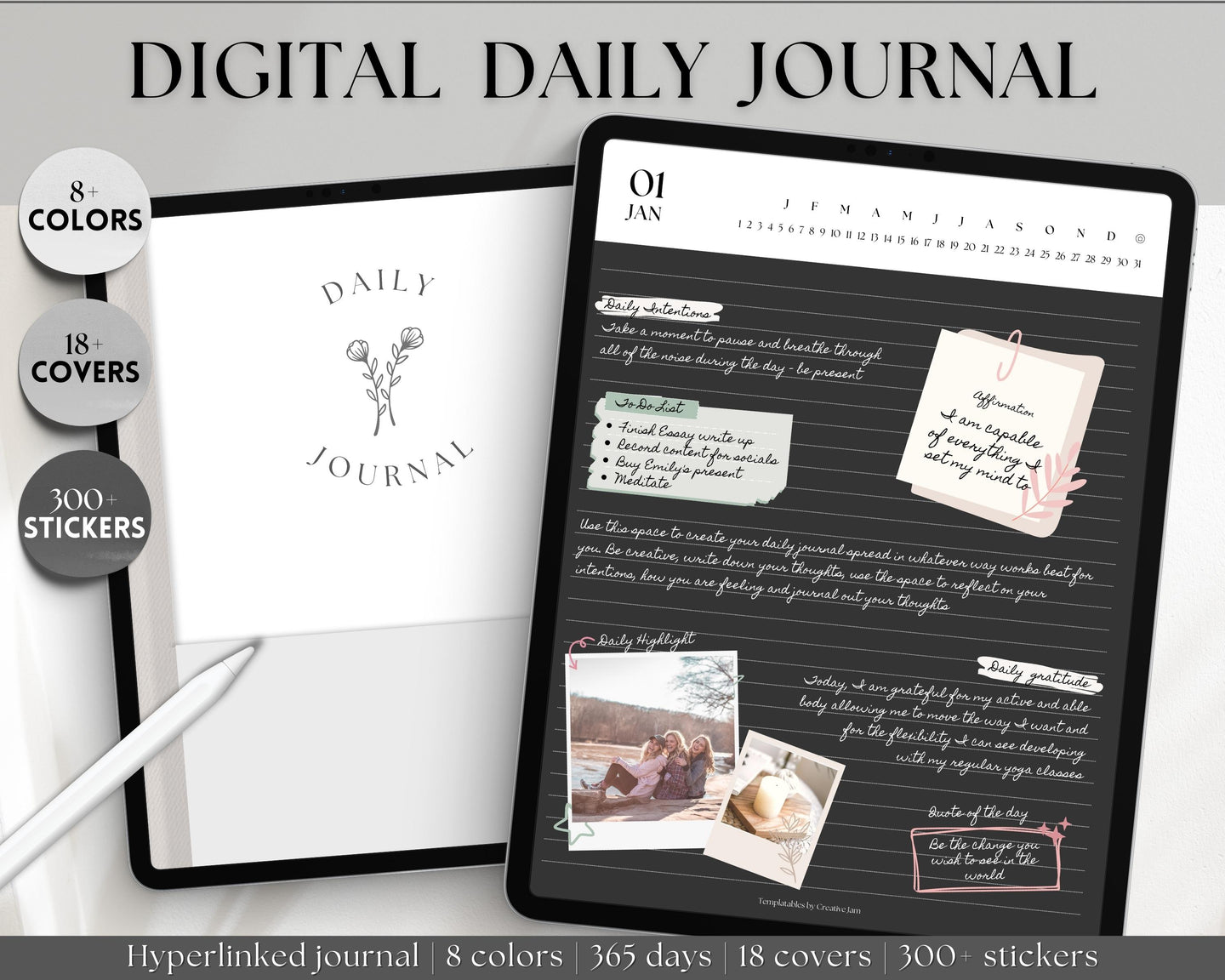 Digital Daily Journal | GoodNotes Hyperlinked Digital Planner | iPad Diary | Bundle 3