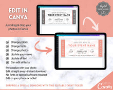 Load image into Gallery viewer, EDITABLE Event Ticket Gift Template | DIY Templates for Concerts, Theatre Shows, Surprise Gifts &amp; Special Occassions | Pink
