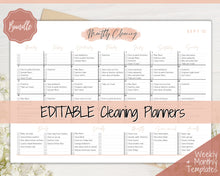 Load image into Gallery viewer, EDITABLE Cleaning Planner, Cleaning Checklist &amp; Cleaning Schedule | Weekly House Chores, Clean Home Routine, Monthly Cleaning List | Nude
