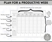 Load image into Gallery viewer, Weekly Planner Printable | Hourly Weekly Schedule, Undated 2023 Organizer &amp; To Do List
