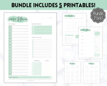 Load image into Gallery viewer, Planner Bundle Printable Bundle | Daily, Weekly, Monthly Productivity Planner Inserts | Green
