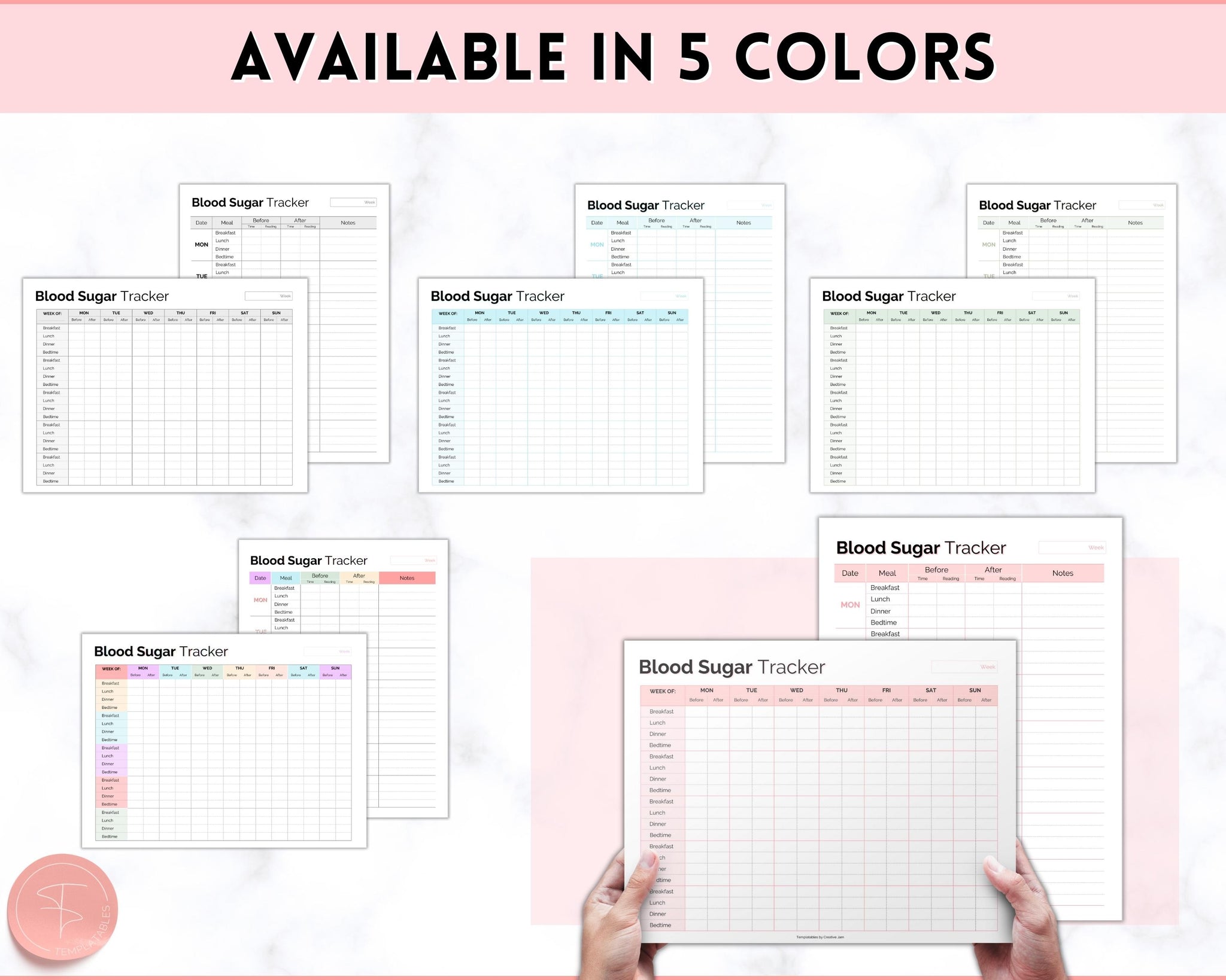 Blood Sugar Tracker | BUNDLE of 6 Blood Sugar Logs