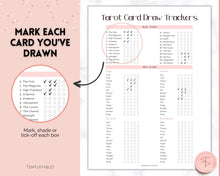 Load image into Gallery viewer, Tarot Card Trackers &amp; Monthly Readings | Learn Tarot Card Readings, Tarot Spreads | Beginner Tarot Planner Workbook, Grimoire &amp; Cheat Sheets | Pink
