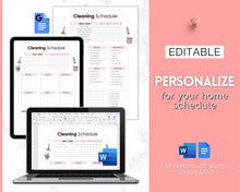 Load image into Gallery viewer, Editable House Shape Cleaning Schedule &amp; Housekeeping Checklist for House Chores | Pink
