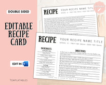 Load image into Gallery viewer, EDITABLE Recipe Card Template | Printable 4x6 Recipe Sheet Insert | Style 9
