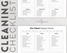 Load image into Gallery viewer, Editable &#39;Our Clean Happy Home&#39; Cleaning Schedule &amp; Housekeeping Checklist for House Chores | Mono
