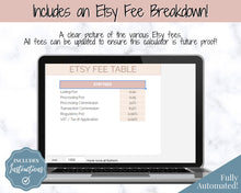 Load image into Gallery viewer, Etsy Fee and Profit Calculator | Pricing Spreadsheet for Small Business &amp; Etsy Sellers | Brown
