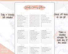 Load image into Gallery viewer, EDITABLE Cleaning Planner, Cleaning Checklist &amp; Cleaning Schedule | Weekly House Chores, Clean Home Routine, Monthly Cleaning List | Nude
