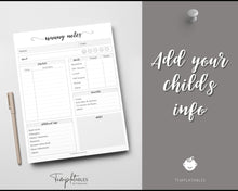 Load image into Gallery viewer, Nanny Schedule, Notes &amp; Report Template for Baby | Babysitter Info Hiring Guide, Nanny Checklist &amp; Planner, Baby Daily Log | Mono Swash
