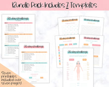 Load image into Gallery viewer, EDITABLE 30 Day Challenge Tracker | 30 Day Habit Tracker Printable, Weight Loss Journal, Fitness Planner | Colorful Sky
