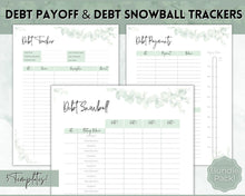 Load image into Gallery viewer, DEBT TRACKER, Debt Snowball, Debt Payoff Tracker Printable | Dave Ramsey Debt Free Tracker | Green Eucalyptus
