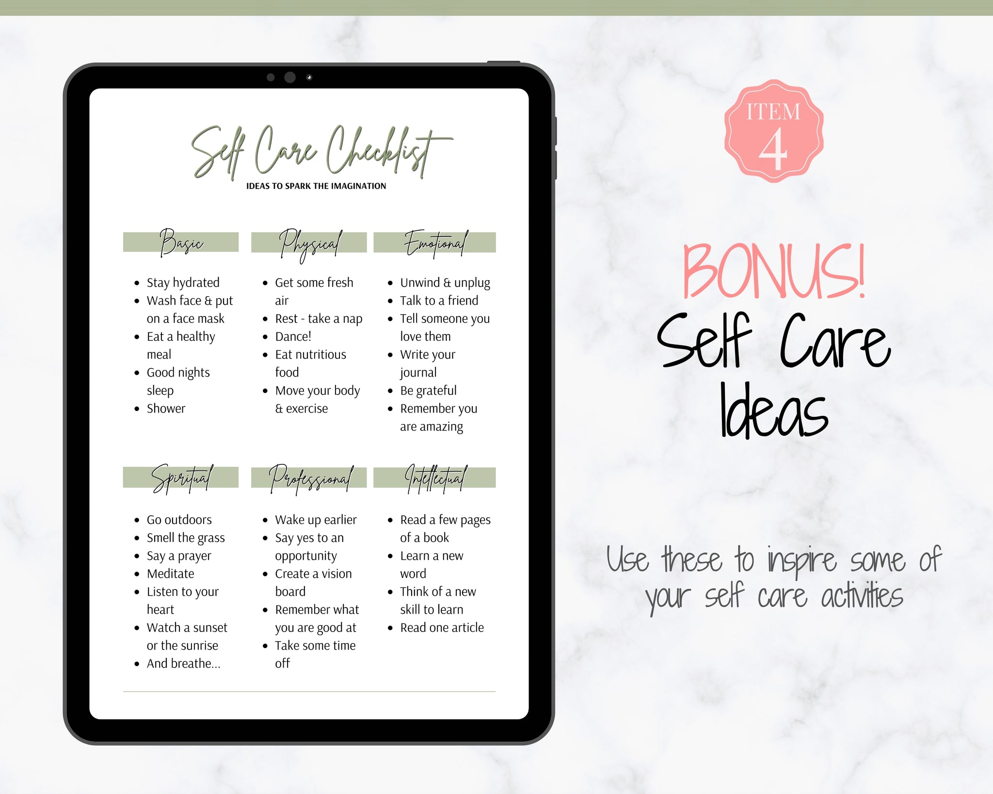 A5 Wide Self Care Checklist Tracker, Self Help Journal, Daily