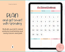 Load image into Gallery viewer, No Spend Challenge BUNDLE | Printable 30 day, 60 day, 90 day Savings Challenge &amp; Monthly Spending Tracker | Colorful Sky
