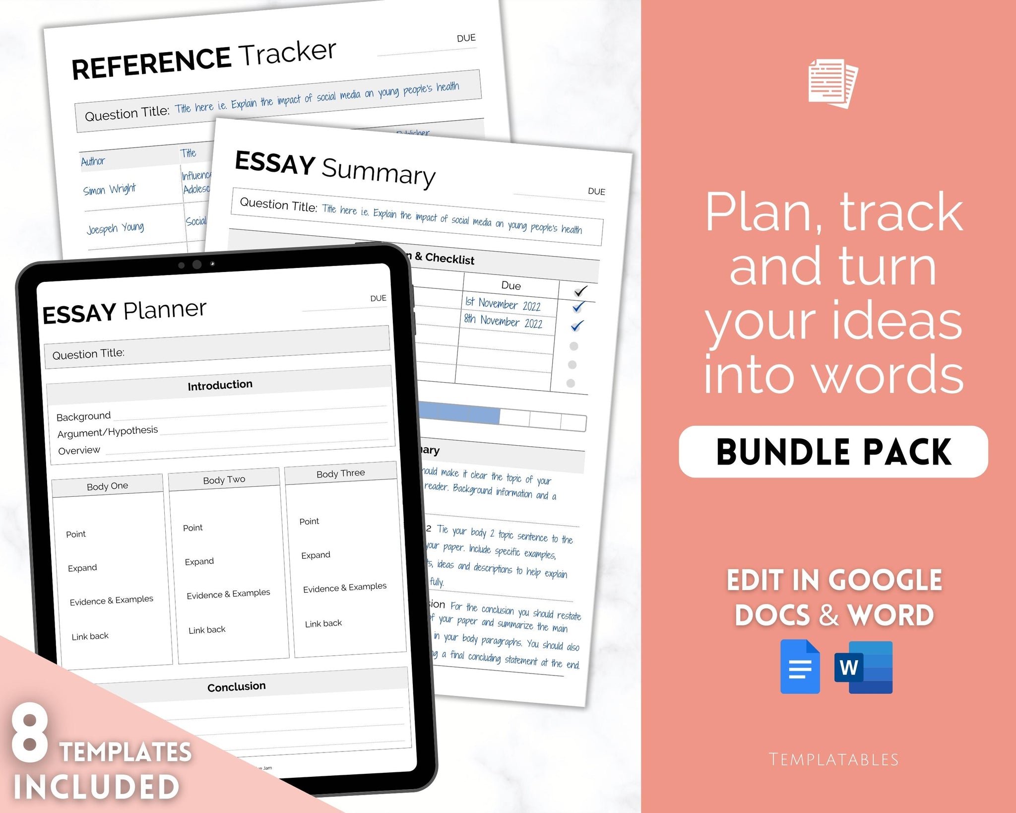 EDITABLE Essay Planner Bundle For Students College Writing Template editable-essay-planner-bundle-for-students-college-writing-template