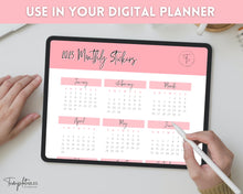 Load image into Gallery viewer, 2023 Digital Calendar Stickers for iPad | GoodNotes &amp; Notability Sticky Notes, Mini Calendar Digital Planner Stickers, Transparent PNGs | Pink
