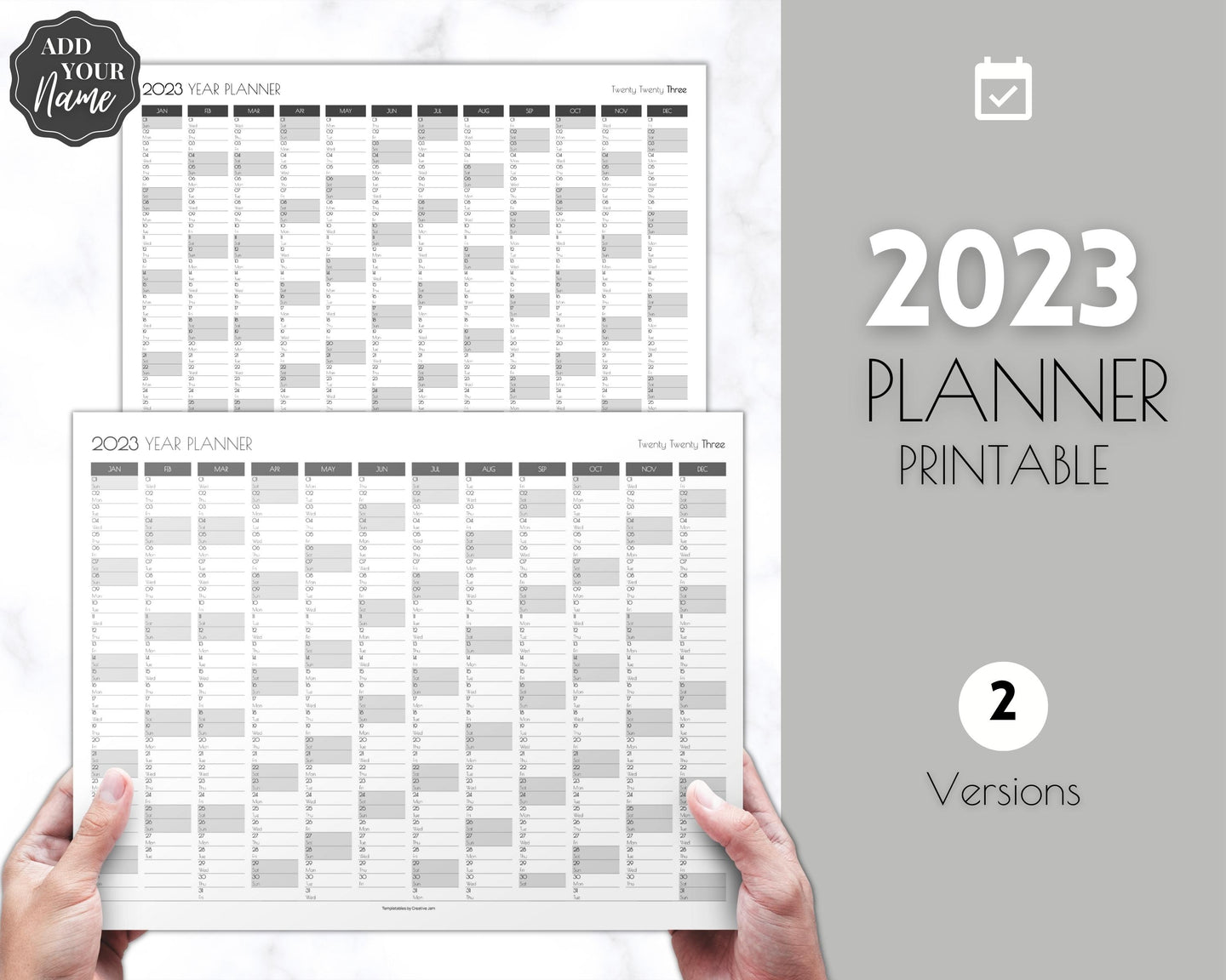 2023 Wall Calendar Printable | Large 12 Month Personalized Calendar, Annual Year at a glance | Art Deco