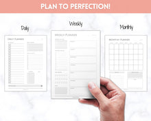 Load image into Gallery viewer, Planner Bundle Printable Bundle | Daily, Weekly, Monthly Productivity Planner Inserts | Mono
