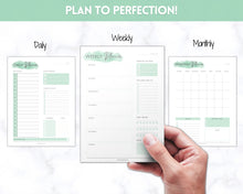 Load image into Gallery viewer, Planner Bundle Printable Bundle | Daily, Weekly, Monthly Productivity Planner Inserts | Green
