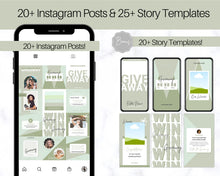 Load image into Gallery viewer, Instagram GIVEAWAY Templates | Social Media Post &amp; Story Engagement Templates for Small Businesses | Green
