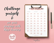 Load image into Gallery viewer, 52 Week Weight Loss Tracker &amp; Monthly Challenge | Weight Loss Chart, Pounds Lost Fitness Tracker | Pink Swash
