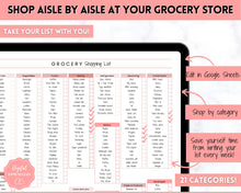 Load image into Gallery viewer, EDITABLE Grocery List Printable | Digital Weekly Shopping, Meal Planner Checklist, Kitchen Organization Template, Google Sheets | Pink
